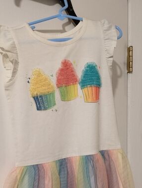 Epic Threads Girls Cream Rainbow Cupcake Dress Size 5